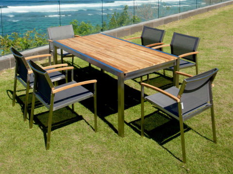 Zebra Gartenmbel-Set Kubex 170-280cm und Setax Sessel midnight grey