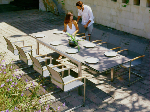 Zebra Gartenmbel-Set Kubex HPL 190-300cm - Setax Swing midnight grey