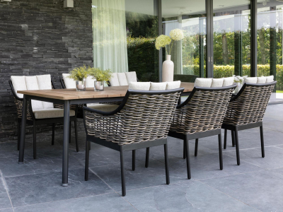 Apple Bee Milou Dining-Set 2 schwarz Tisch 240x100cm mit 6 Sesseln