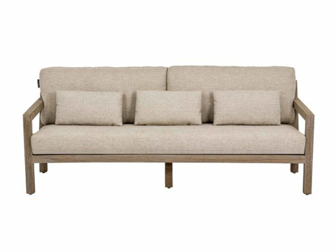 Apple Bee Olive Lounge Sofa aus Teakholz coastal 200cm inkl. 3 Kissen