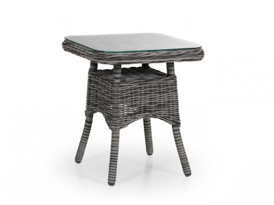 Brafab Rosita Beistelltisch 50x50x56cm, Geflecht grau, mit Glasplatte