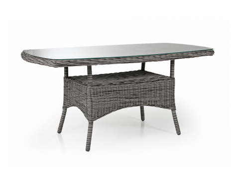 Brafab Rosita Kaffeetisch 150x80x70cm, Geflecht grau, inkl. Glastischplatte