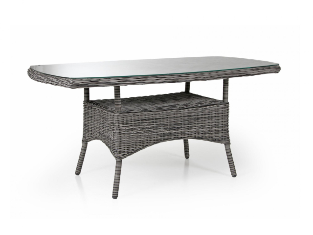 Brafab Rosita Kaffeetisch 150x80x70cm, Geflecht grau, inkl. Glastischplatte