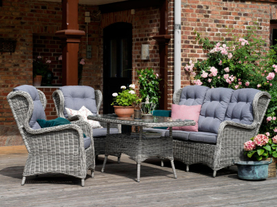 Brafab Rosita Sitzgarnitur, Geflecht grau, inkl. Kissen, 4-teilig