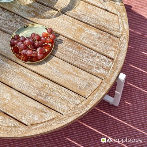 Apple Bee Milou Kaffeetisch Wei&szlig; Teak 54cm