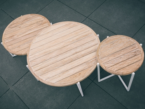 Apple Bee Milou Kaffeetisch Wei&szlig; Teak 74cm