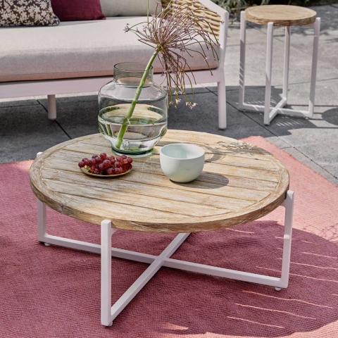 Apple Bee Milou Kaffeetisch Wei&szlig; Teak 74cm