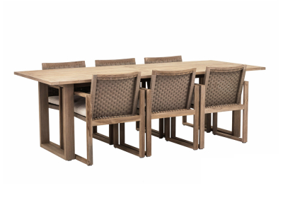 Apple Bee Antigua Dining Set aus Teakholz coastal 6 Sesseln und einem Tisch 240x95cm