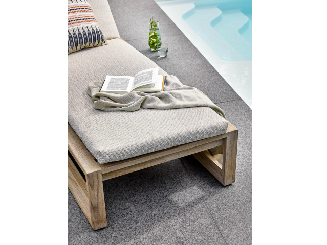 Apple Bee Antigua Gartenliege aus Teakholz coastal mit Kissen und verstellb. Rckenteil
