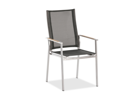 Niehoff Scalea Flex Hochlehner, schwarz, Armlehnauflage Teakholz