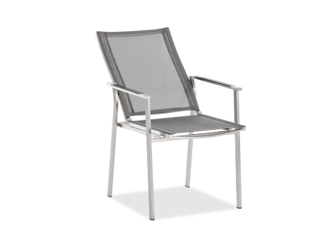 Niehoff Scalea Flex Hochlehner, silbergrau, Armlehnauflage Teakholz
