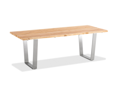 Niehoff Solid Baumkantentisch, Trapezkufe Edelstahl, 220cm