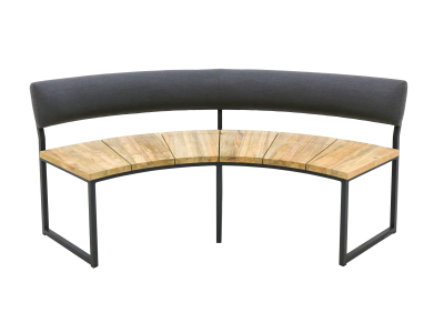 Zebra Onyx Viertel-Bank mit Rckenlehne, Alu - turmalin grey aus recyceltem Teak
