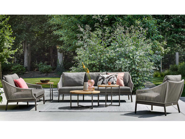 Apple Bee Bijou Lounge Sofa 3-Sitzer Rope Aluminium taupe 203cm