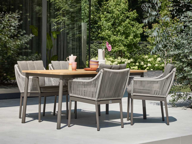 Apple Bee Bijou Dining-Set Rope 4 Sessel und ein Tisch 180x90cm