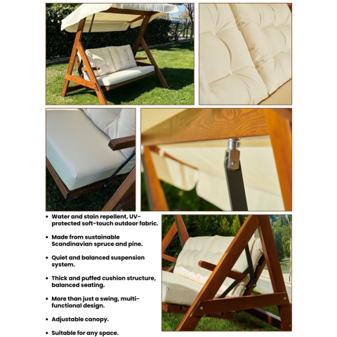 Pemode Hollywoodschaukel Paris 2000 Beige B:194 x T:123 x H:180 cm