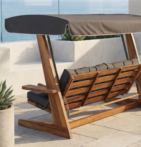 Pemode Hollywoodschaukel Luna 2600 Anthrazit- Iroko-Holz B:270 x T:139 x H:195 cm