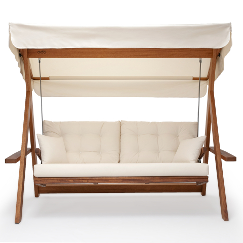 Pemode Hollywoodschaukel Grand Lyon 2400 Beige - Iroko-Holz