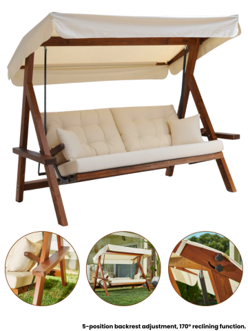 Pemode Hollywoodschaukel Lyon 2400 Beige B:228 x T:134 x H:190 cm