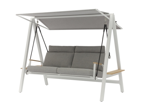 Hollywoodschaukel Zebra Aluminium Deluxe Wei&szlig; inkl. Polster 251 cm x 140 cm x 183 cm