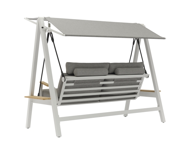 Hollywoodschaukel Zebra Aluminium Deluxe Wei&szlig; inkl. Polster 251 cm x 140 cm x 183 cm