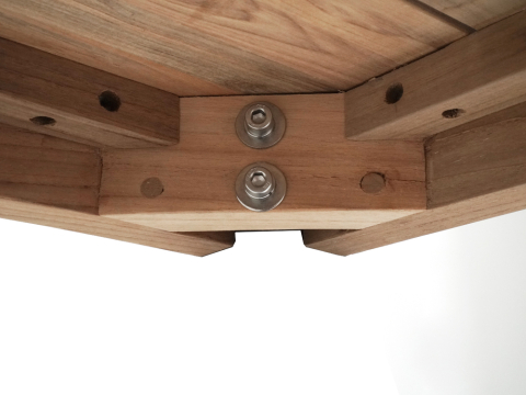 Zebra Derex Tischplatte 100x80cm aus recyceltem Teakholz