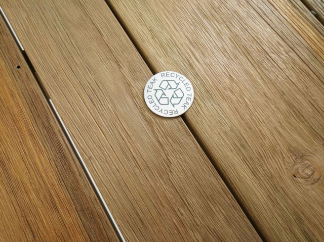 Zebra Derex Tischplatte 100x180cm aus recyceltem Teakholz