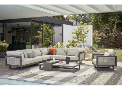 Apple Bee Santorini Loungesessel Rope Alu taupe