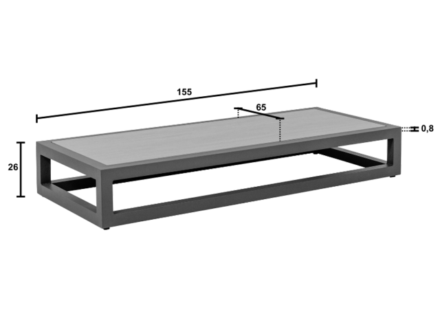 Apple Bee Santorini Loungetisch 155x65cm Alu taupe