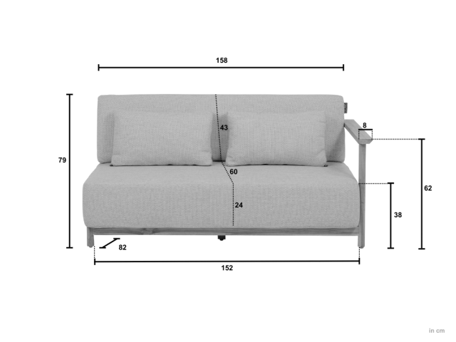 Apple Bee St. Lucia Loungesofa rechts 158cm aus Teak