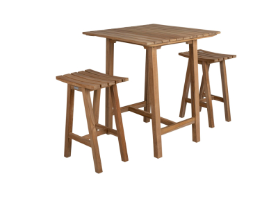 Brafab Keros Bar-Set aus Teakholz, 2 Barsessel und 1 Bartisch 80x80cm