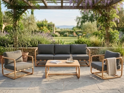 Apple Bee Dolce Lounge-Set 1 Teak inkl. Kissen grau ca. 380x162cm