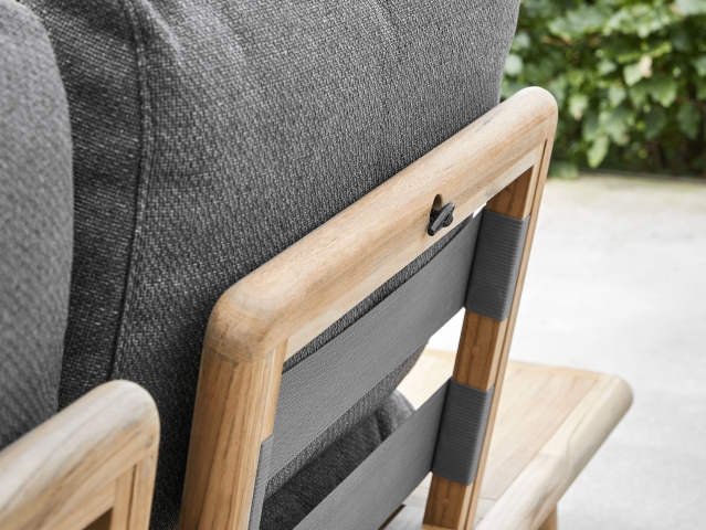 Apple Bee Sling Eckteil 85x85cm, Teak Kissen grau