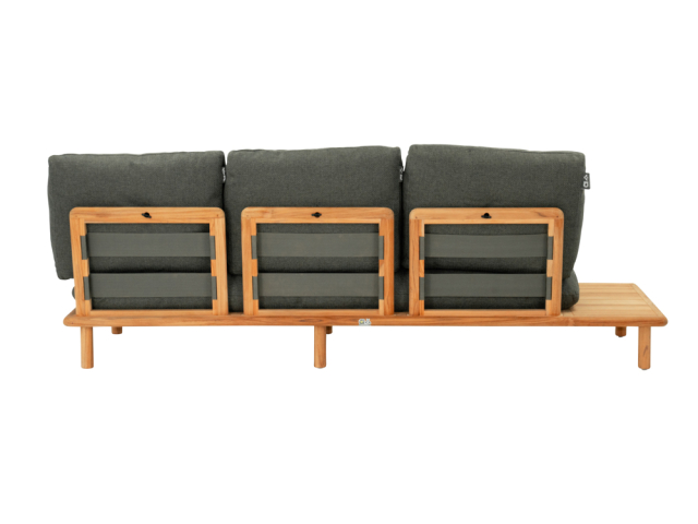 Apple Bee Sling 3-Sitzer Sofa Ablage rechts ca. 242cm Teakholz Grau