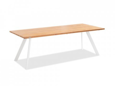 Niehoff Noah Tisch, Stativprofil Ivory, Teak gelt, 200cm