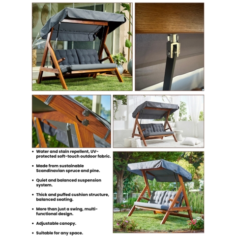 Pemode Hollywoodschaukel Paris 2000 Anthrazit B:194 x T:123 x H:180 cm