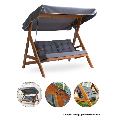 Pemode Hollywoodschaukel Paris 2000 Anthrazit B:194 x T:123 x H:180 cm