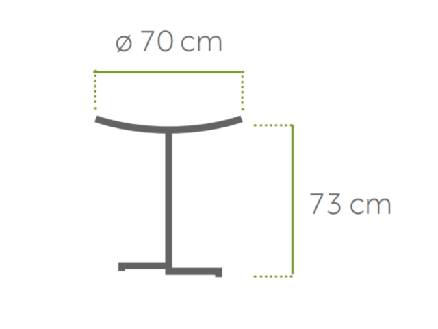 MWH Flip Klapptisch HPL, rund 70x70x73cm