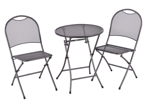 MWH Cafe Latte 3-teiliges Bistro Set Iron Grey, klappbar