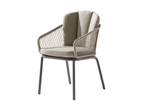 Sieger Gomera Dining Sessel Natur mit Rope Bespannung und Kissen