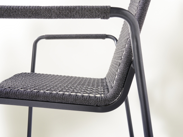 Sieger Ticco Stapelsessel Rope Grau, Aluminium eisengrau