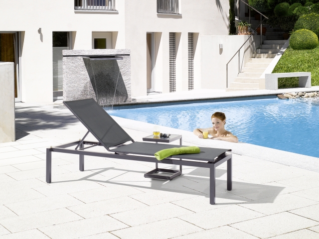 Sieger Brest Stapel-Rollliege Aluminium eisengrau, R&uuml;ckenlehne 7-fach verstellbar