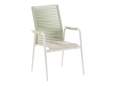 Niehoff Silla Hochlehner Kordel lichtgrün, Gestell Aluminium ivory, stapelbar Niehoff Silla Hochlehner Kordel lichtgrün, Gestell Aluminium ivory, stapelbar