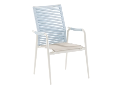 Niehoff Silla Hochlehner Kordel himmelblau, Gestell Aluminium ivory, stapelbar Niehoff Silla Hochlehner Kordel himmelblau, Gestell Aluminium ivory, stapelbar