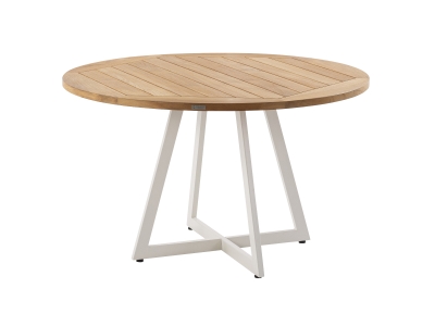 Niehoff Milan Gartentisch rund 125cm, Gestell Ivory, Tischplatte Teak Niehoff Milan Gartentisch rund 125cm, Gestell Ivory, Tischplatte Teak