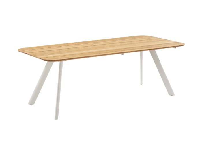 Niehoff Muro Tisch, Stativprofil Ivory, Tischplatte 220x95cm Teak ge&ouml;lt