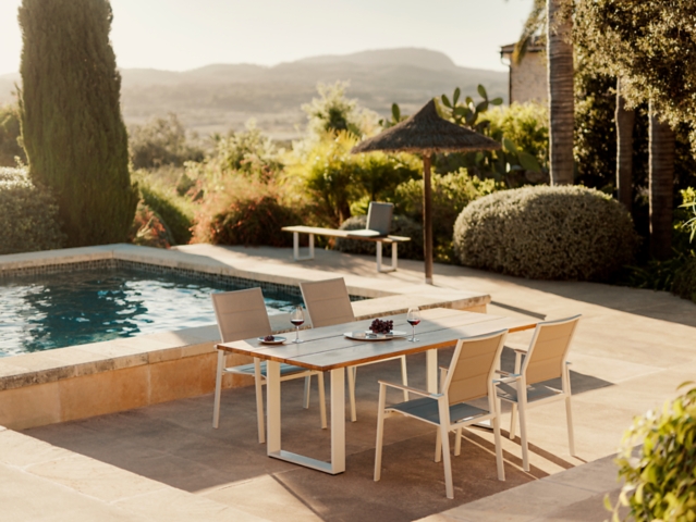 Niehoff Noah-Lissabon Gartenm&ouml;bel-Set, 5-teilig, Tischplatte Teak ge&ouml;lt