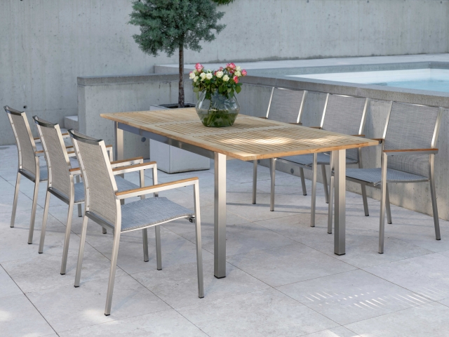 Stern Polaris Gartenm&ouml;bel Set 3 Edelstahl Teak