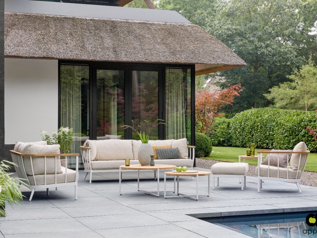 Apple Bee Condor Lounge Hocker Alu Oyster 68x52x40cm