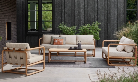 Apple Bee Dolce Lounge Sessel Teak Kissen Cotton Flower